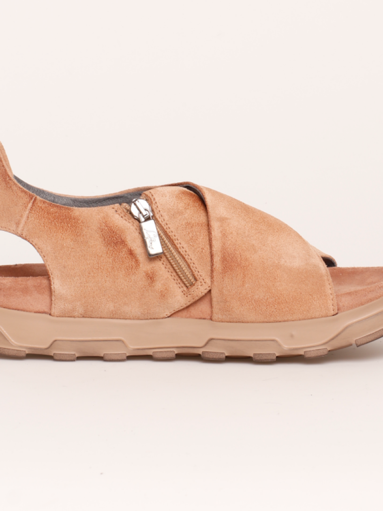 Lofina - Sandal med fodsengssål og lynlås i ruskind