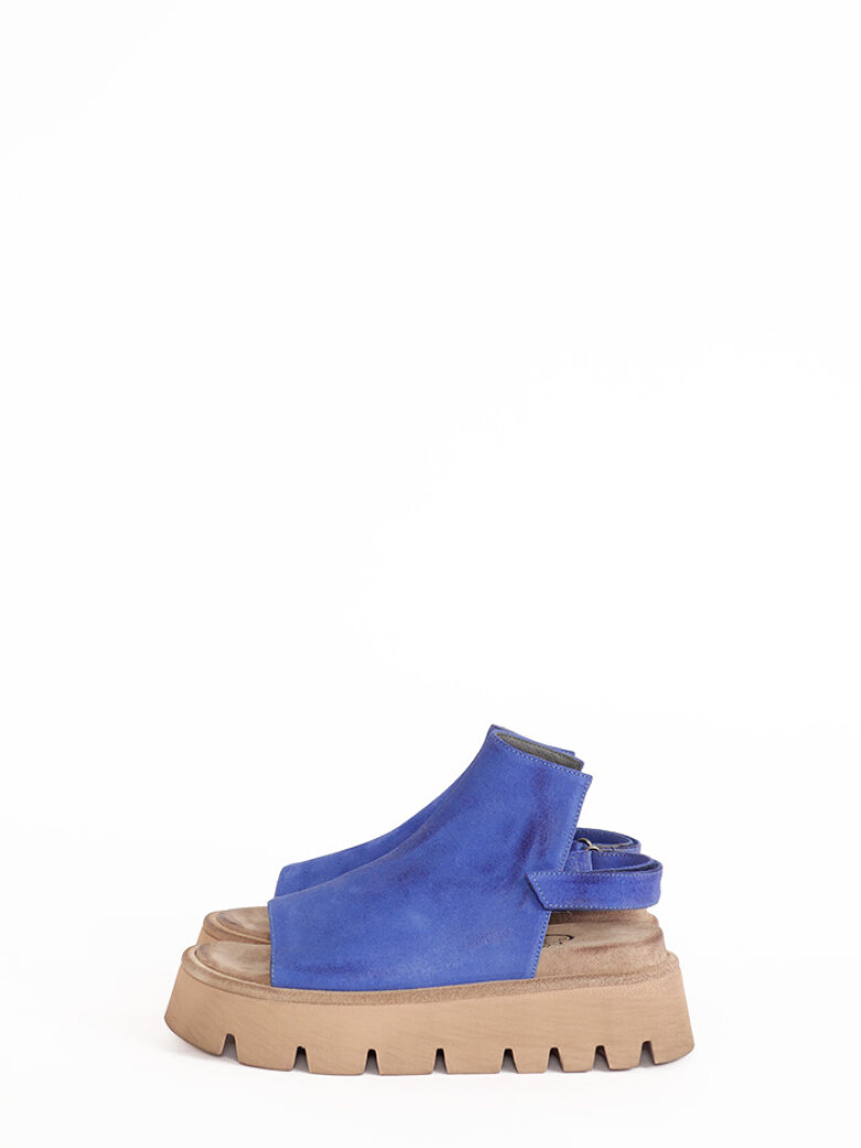 Lofina - Sandal i ruskind med velcro og åben tå