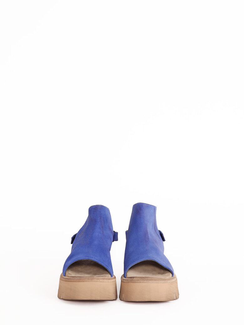 Lofina - Sandal i ruskind med velcro og åben tå