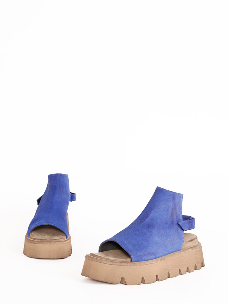 Lofina - Sandal i ruskind med velcro og åben tå