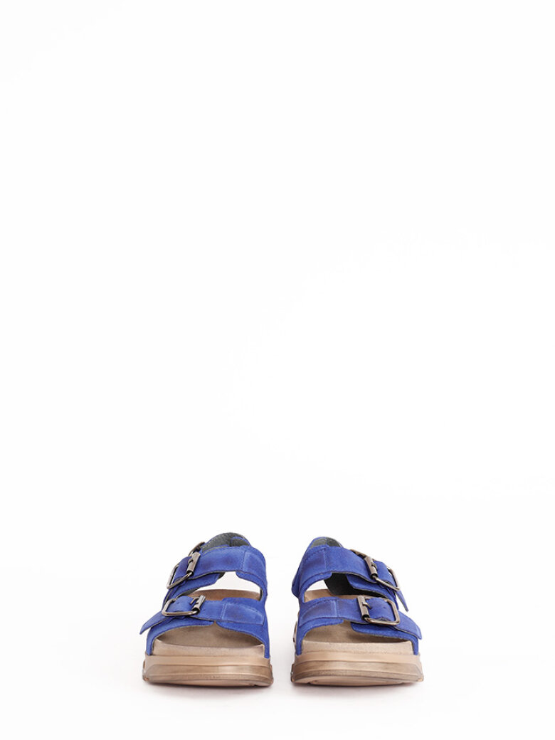 Lofina - Sandal in suede with a footbed sole and buckles