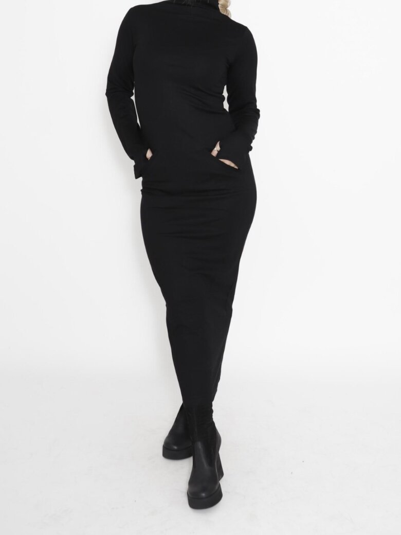 Sort Aarhus - Tight dress with extra long sleeves and a zipper