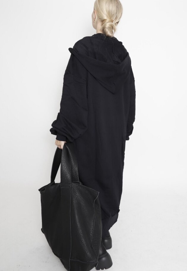 Sort Aarhus - Oversized long sweat with hoodie, zipper and slits