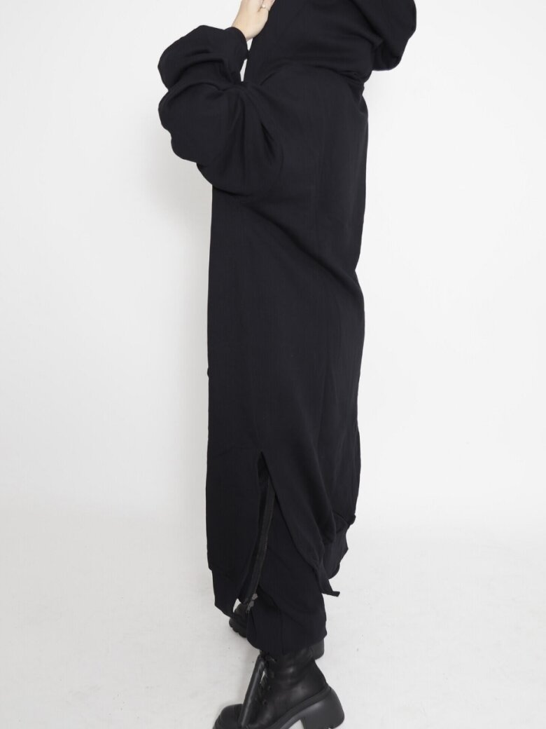 Sort Aarhus - Oversized long sweat with hoodie, zipper and slits