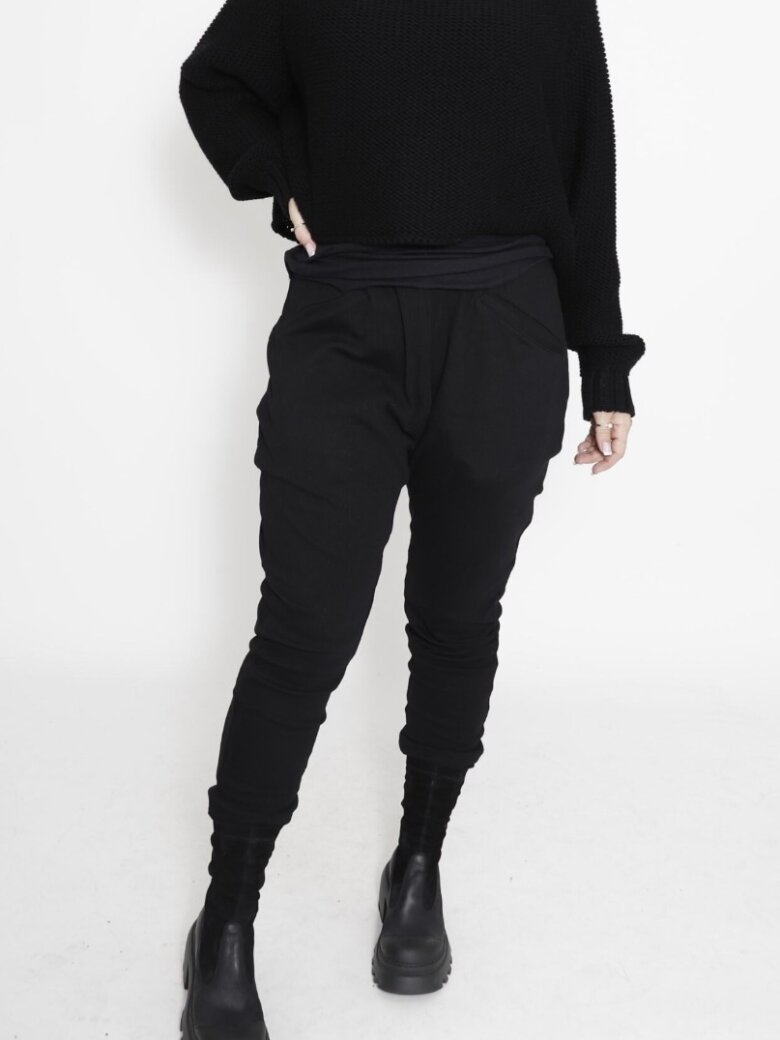 Sort Aarhus - Baggy ribbed sweat pants with elastic waist band and pockets