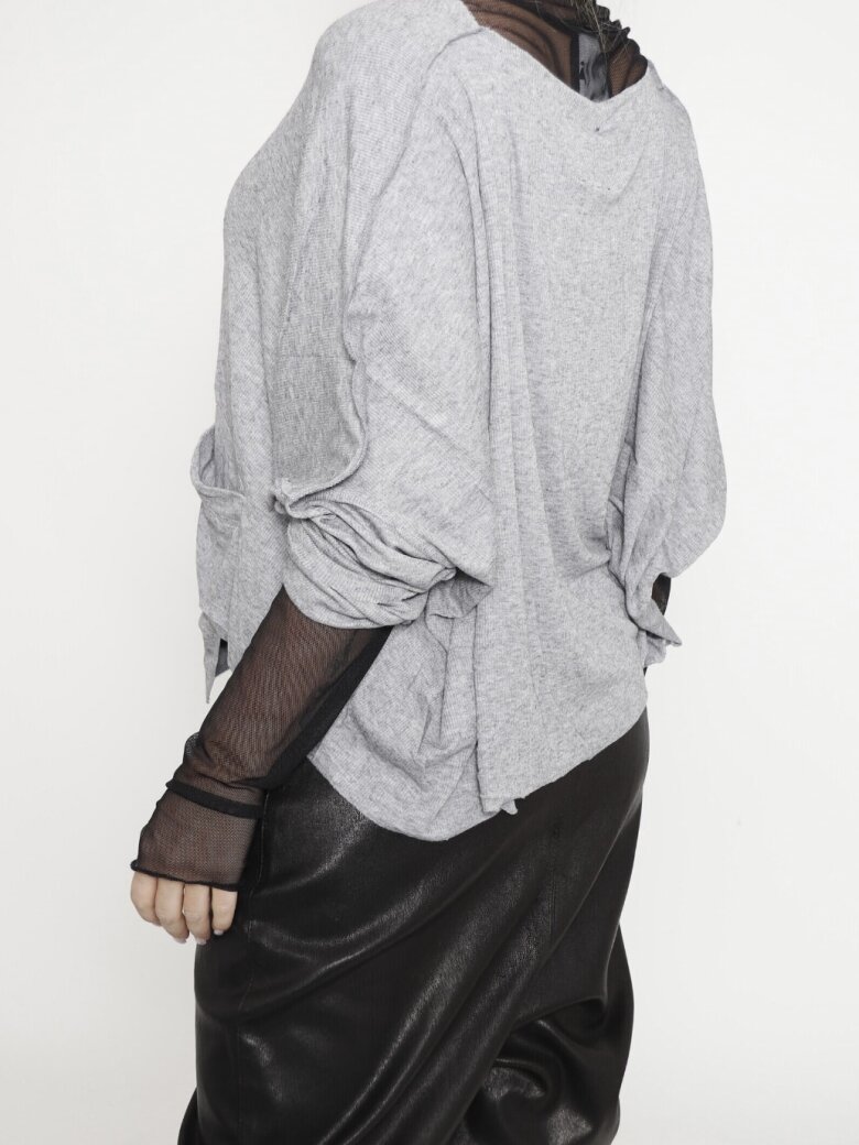 Sort Aarhus - Blouse in rib with long sleeves and a pocket