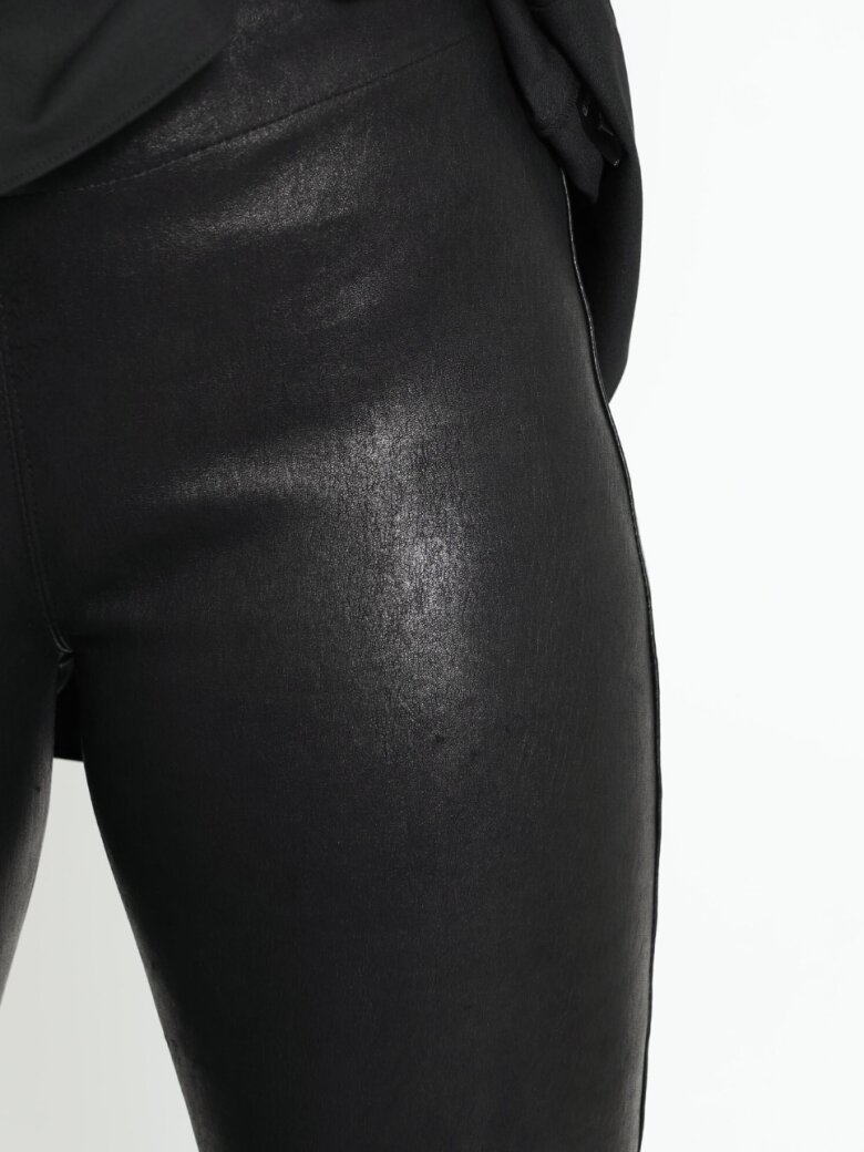 Sort Aarhus - Mid waist stretch leather leggings 