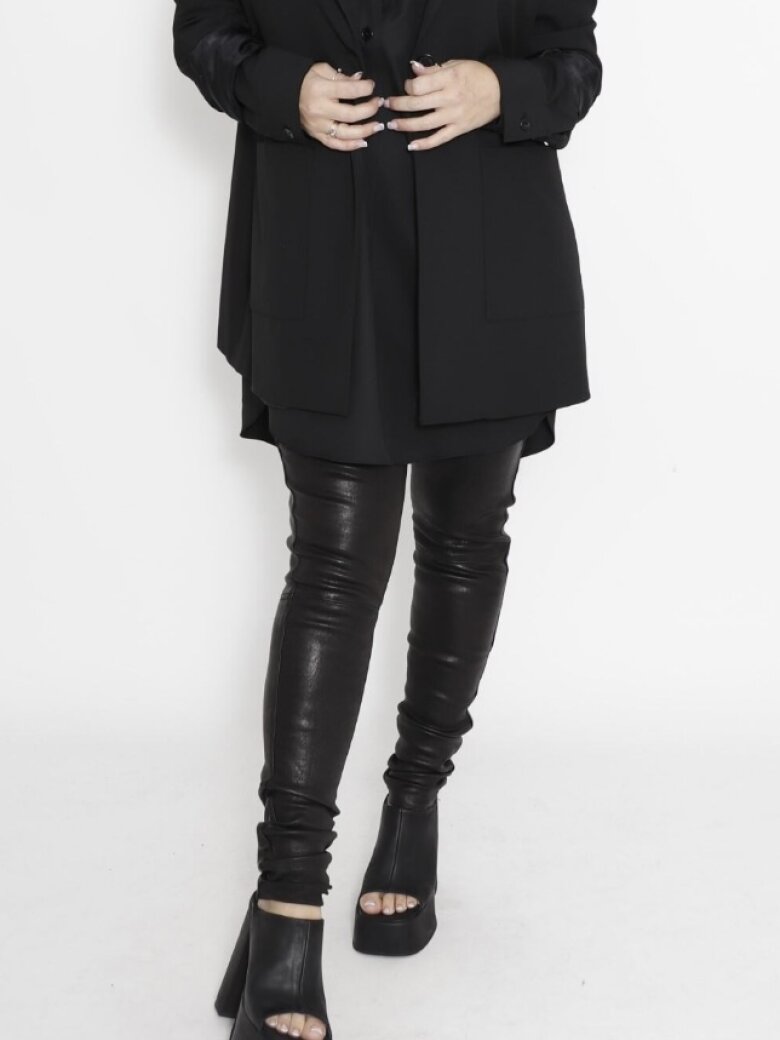 Sort Aarhus - Mid waist stretch leather leggings 