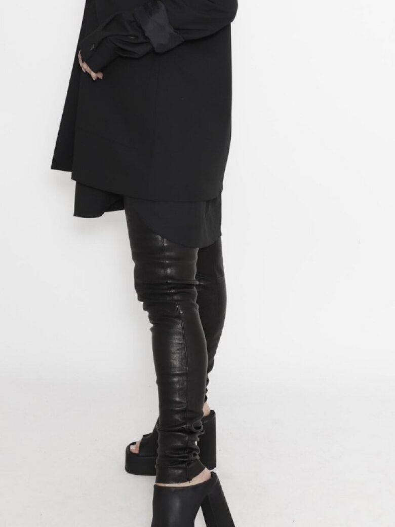 Sort Aarhus - Mid waist stretch leather leggings 