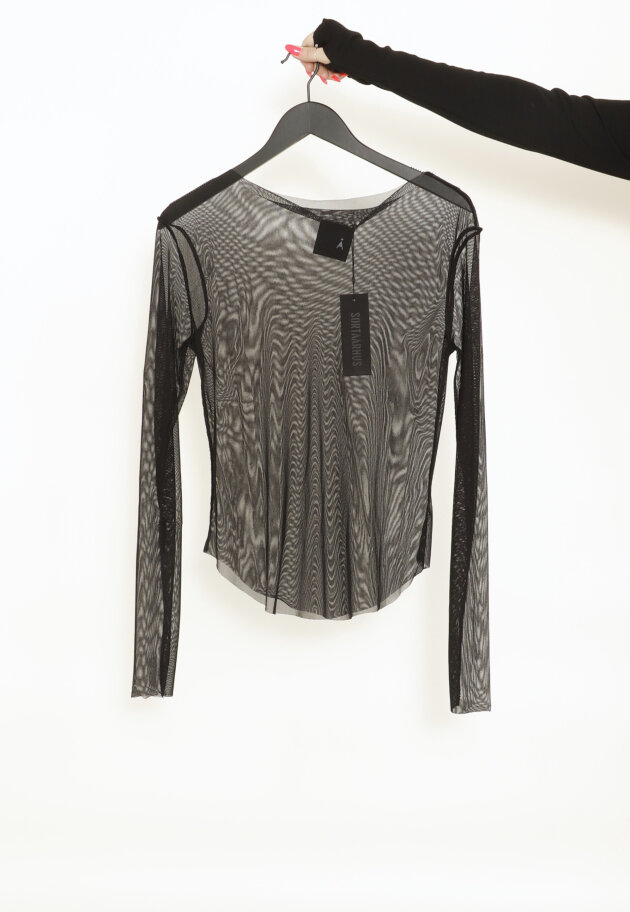 Sort Aarhus - Mesh blouse with long sleeves