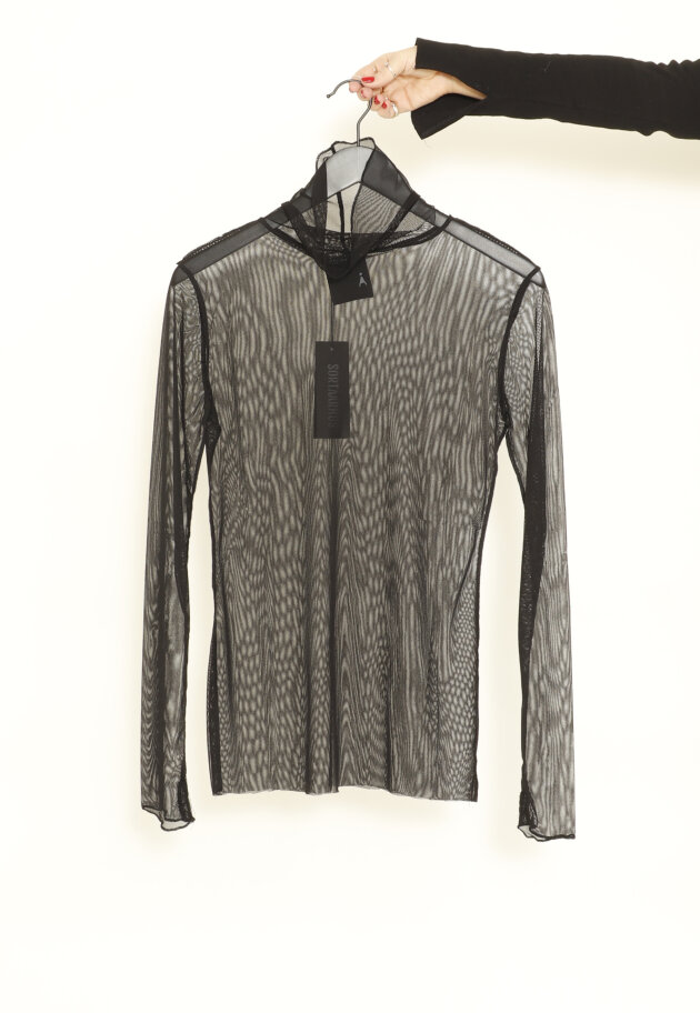 Sort Aarhus - Blouse mesh with high neck