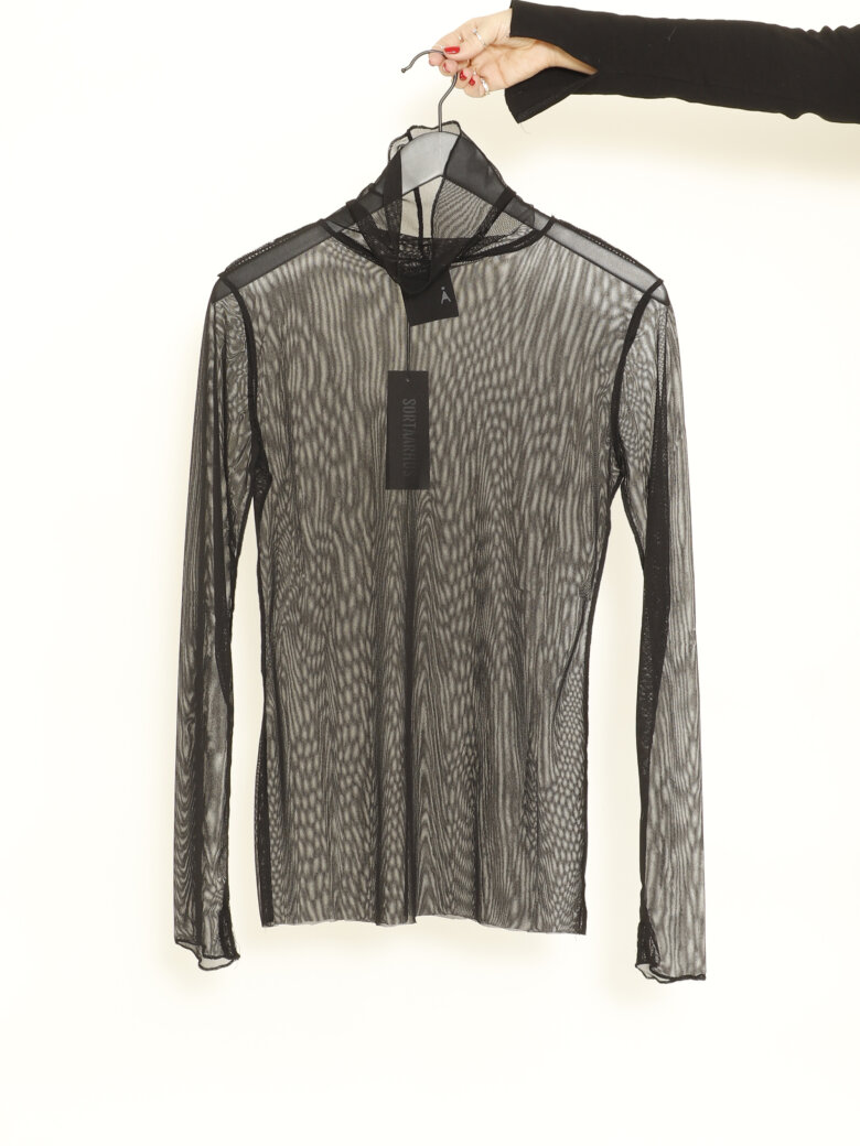 Sort Aarhus - Blouse mesh with high neck