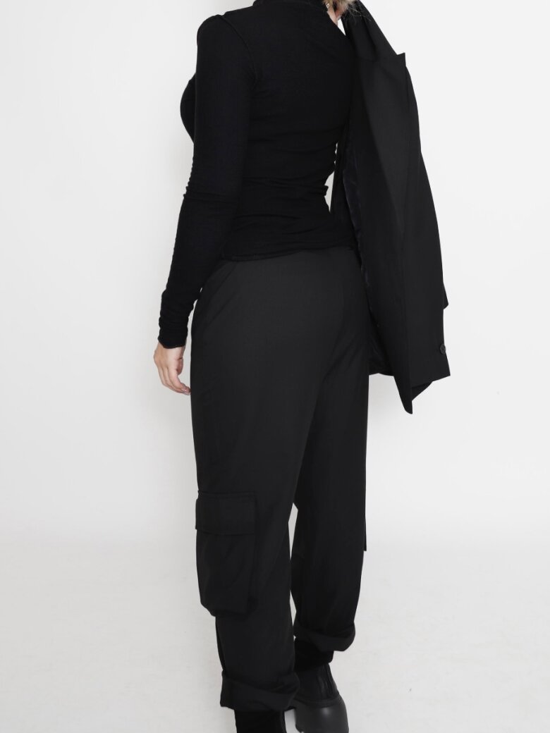 Sort Aarhus - High waist pants with pockets and front zipper