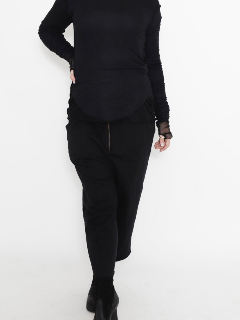 Sort Aarhus - Basic blouse in rib with visible stitching