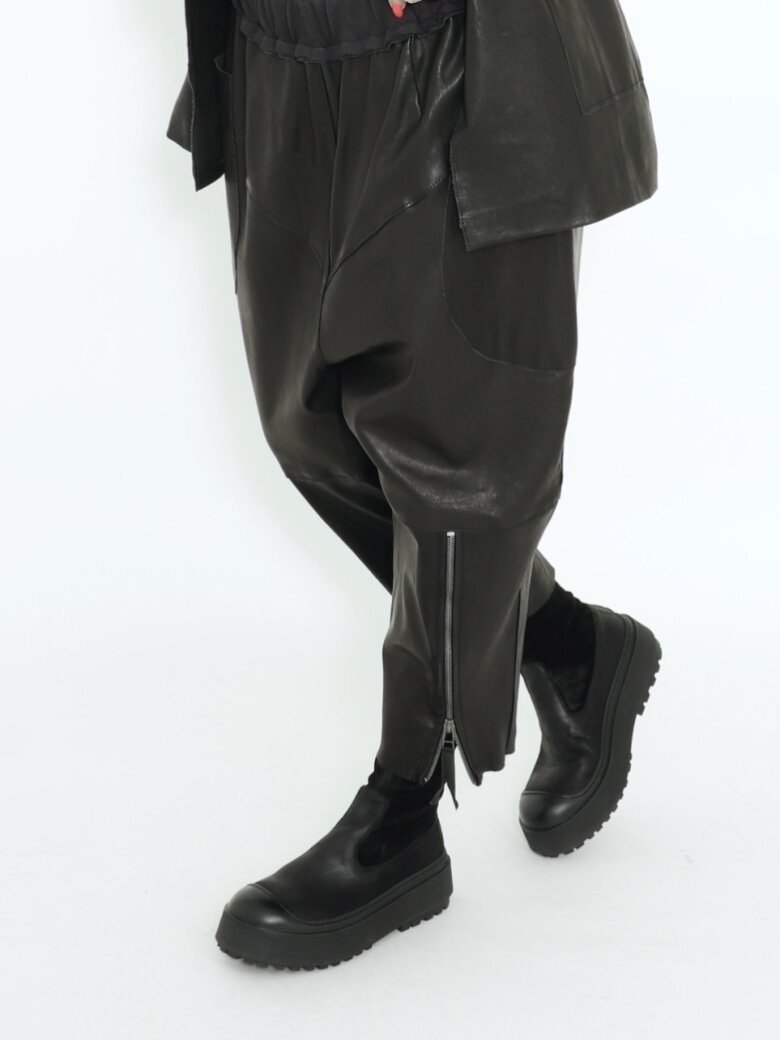 Sort Aarhus - Pants stretch leather