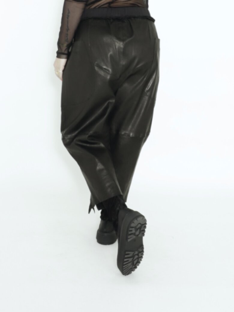 Sort Aarhus - Pants stretch leather