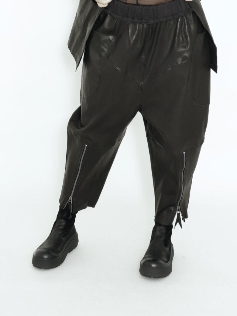 Sort Aarhus - Pants stretch leather