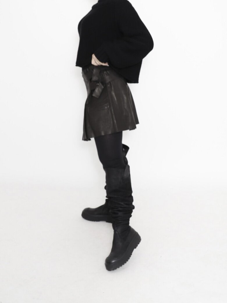 Sort Aarhus - Skirt stretch leather