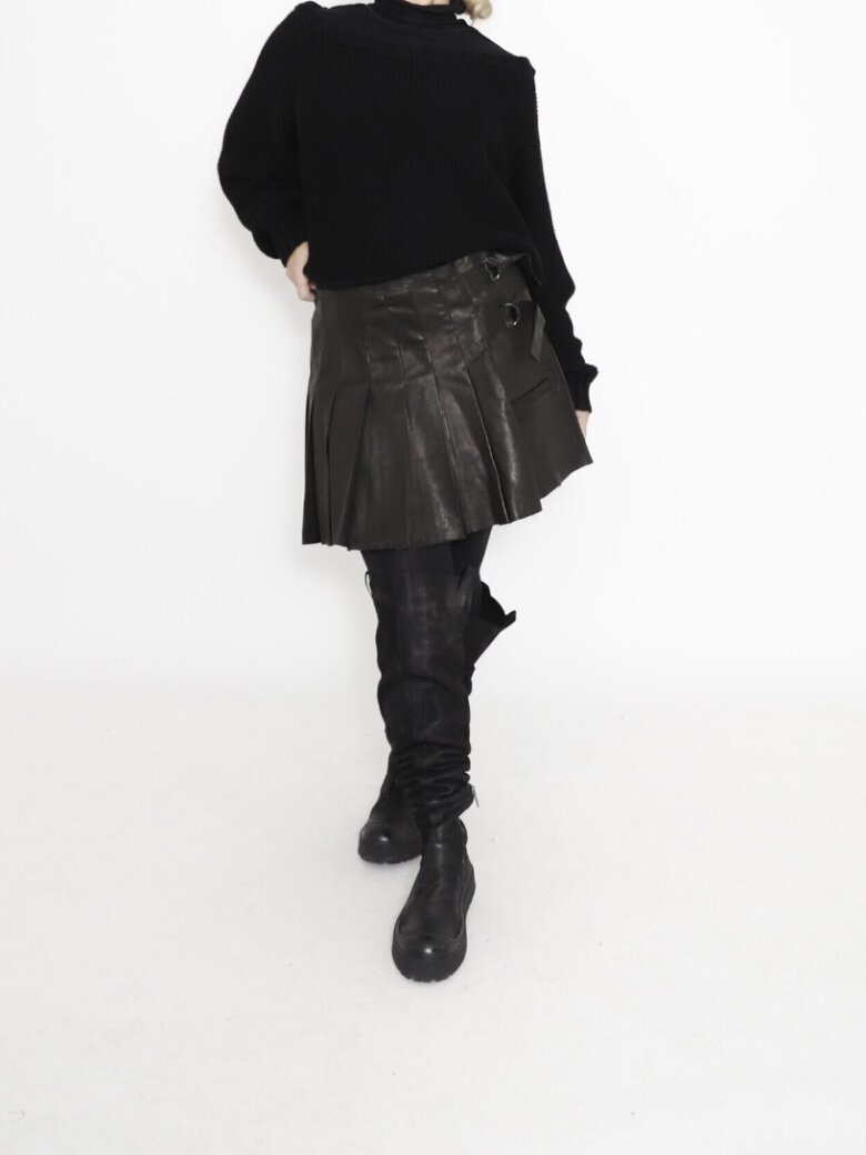 Sort Aarhus - Skirt stretch leather