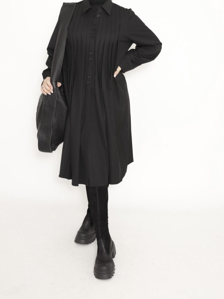 Sort Aarhus - Plisse shirt dress with buttons