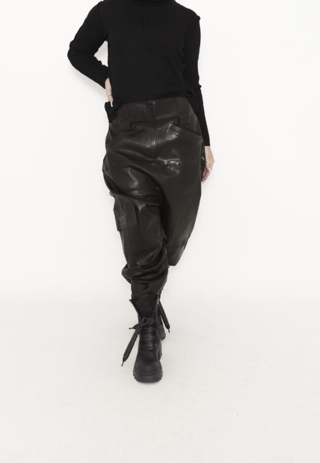 Sort Aarhus - Pants stretch leather