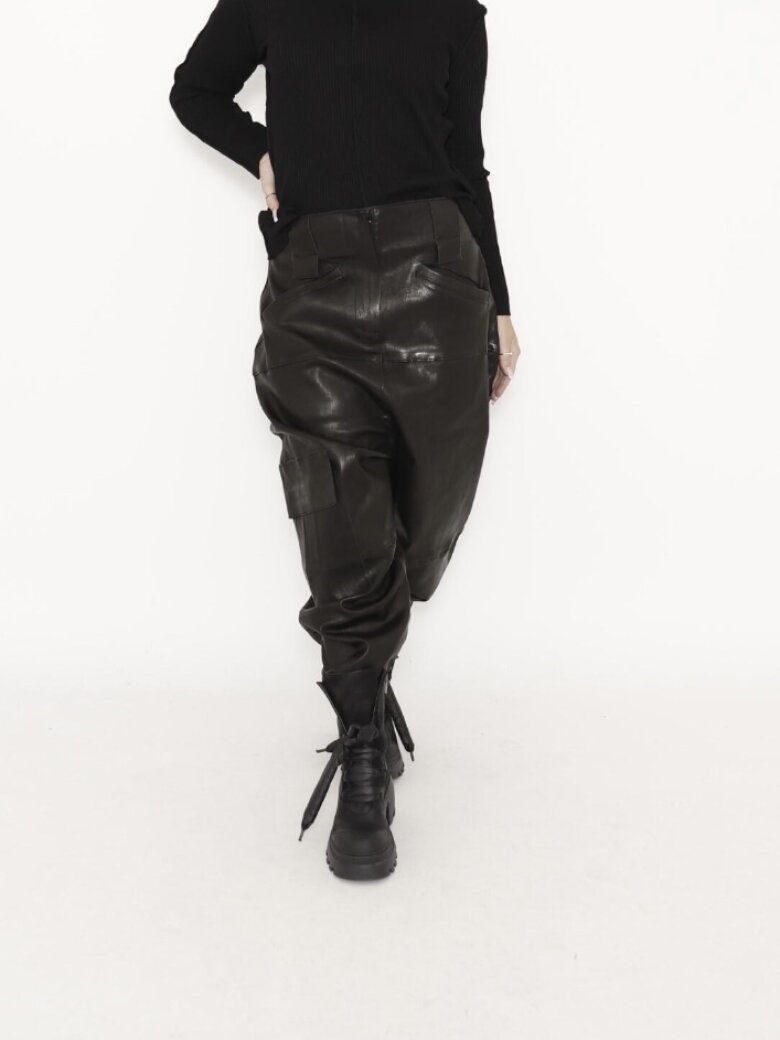 Sort Aarhus - Pants stretch leather