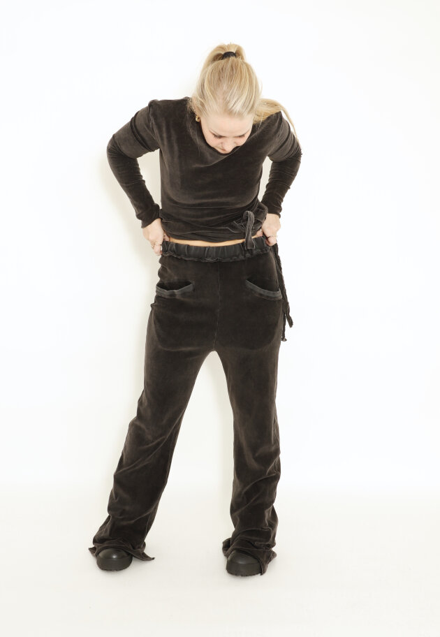 Sort Aarhus - Pants washed velvet with pockets