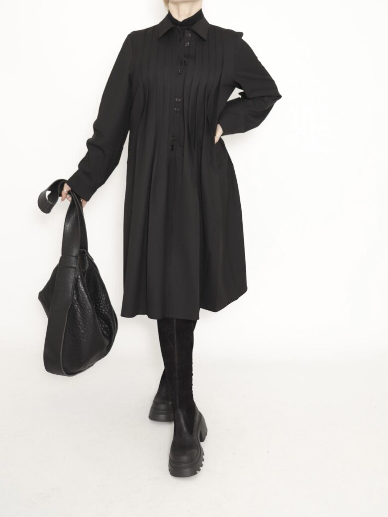 Sort Aarhus - Plisse shirt dress with buttons