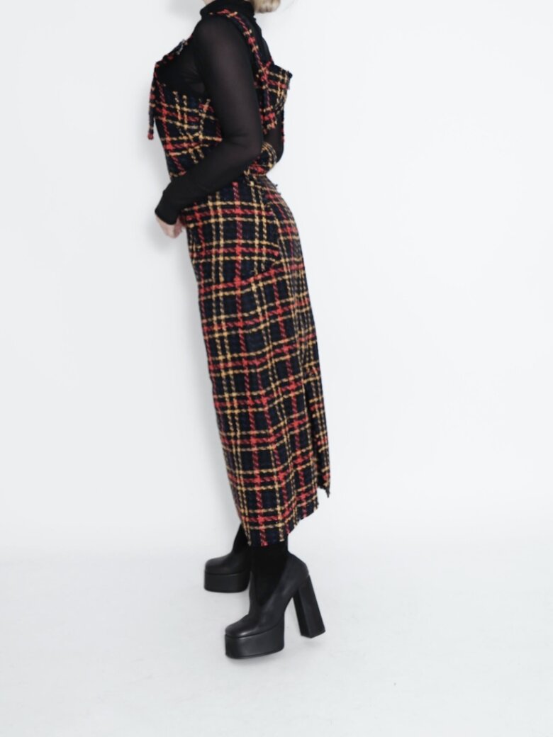 Sort Aarhus - Dress check bouclé with pockets and zipper