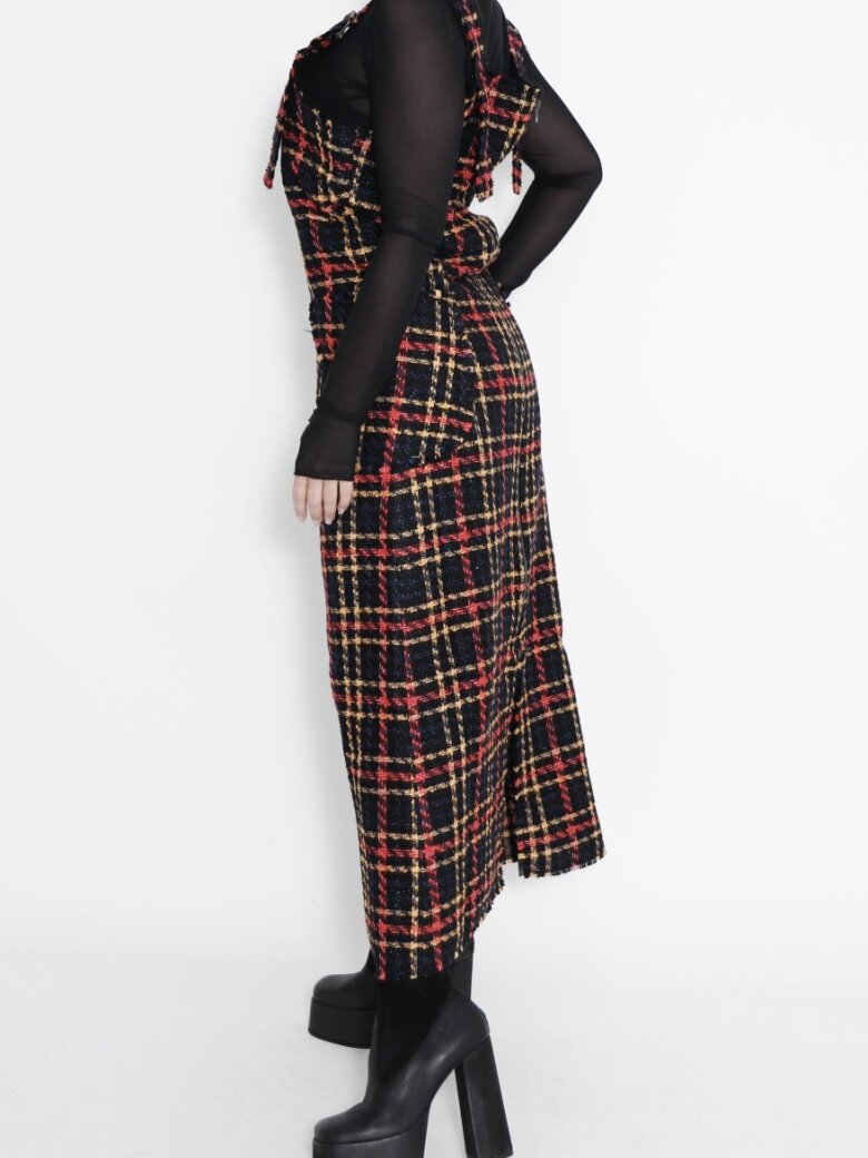 Sort Aarhus - Dress check bouclé with pockets and zipper