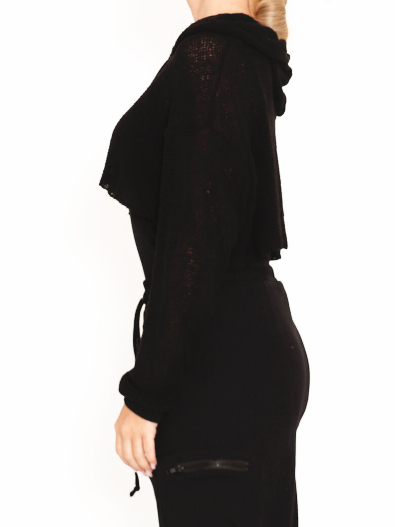 Sort Aarhus - Cropped hoodie with laces