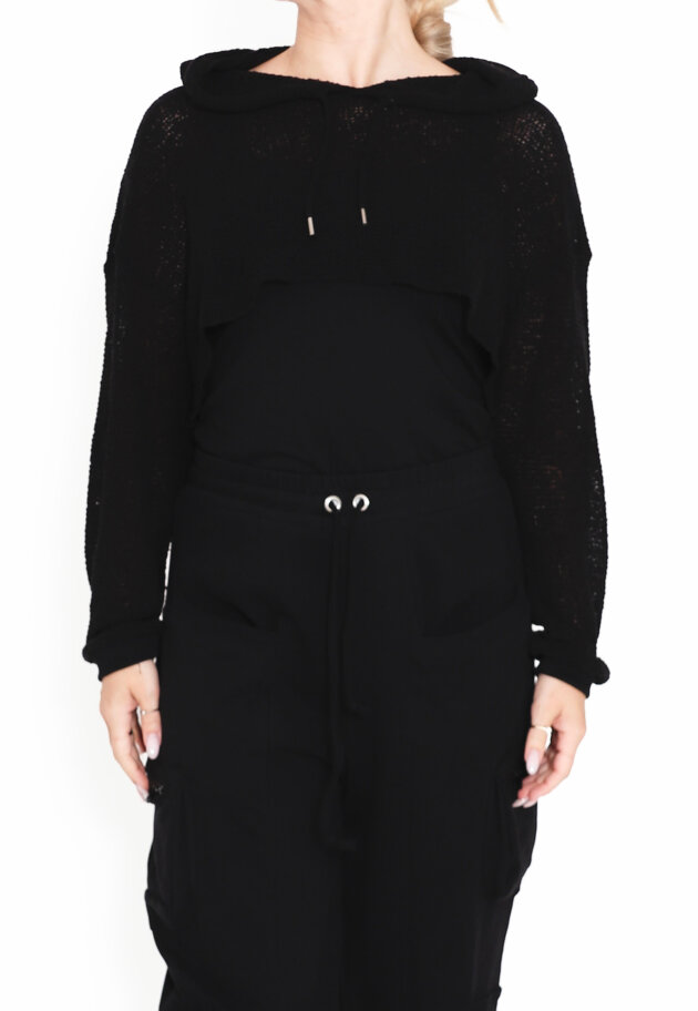 Sort Aarhus - Cropped hoodie with laces