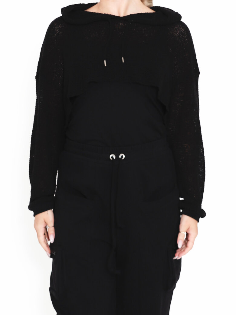 Sort Aarhus - Cropped hoodie with laces