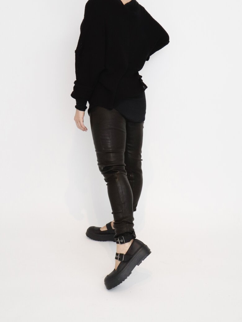 Sort Aarhus - High waist leather leggings