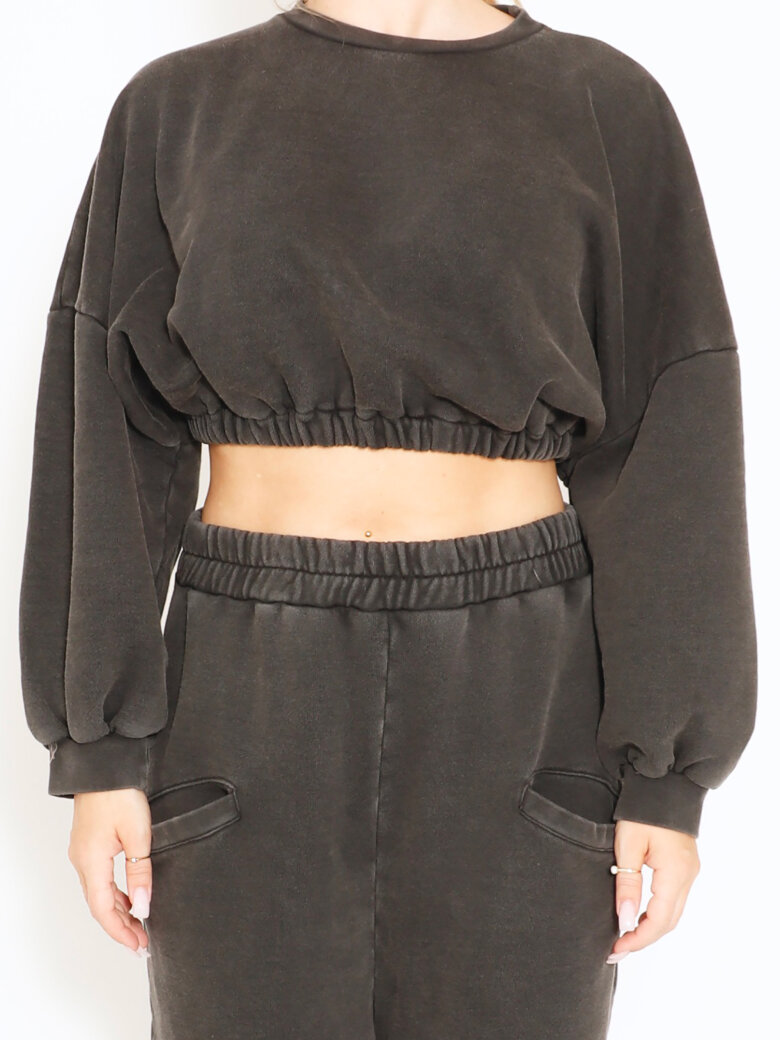 Sort Aarhus - Cropped sweatshirt i økologisk bomuld
