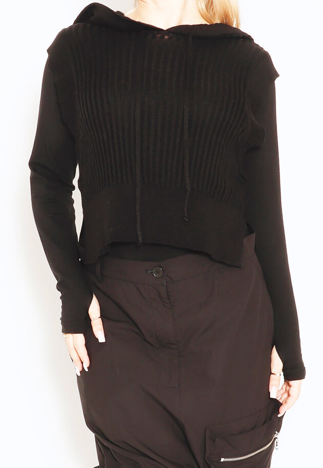 Sort Aarhus - Knit vest with hoodie