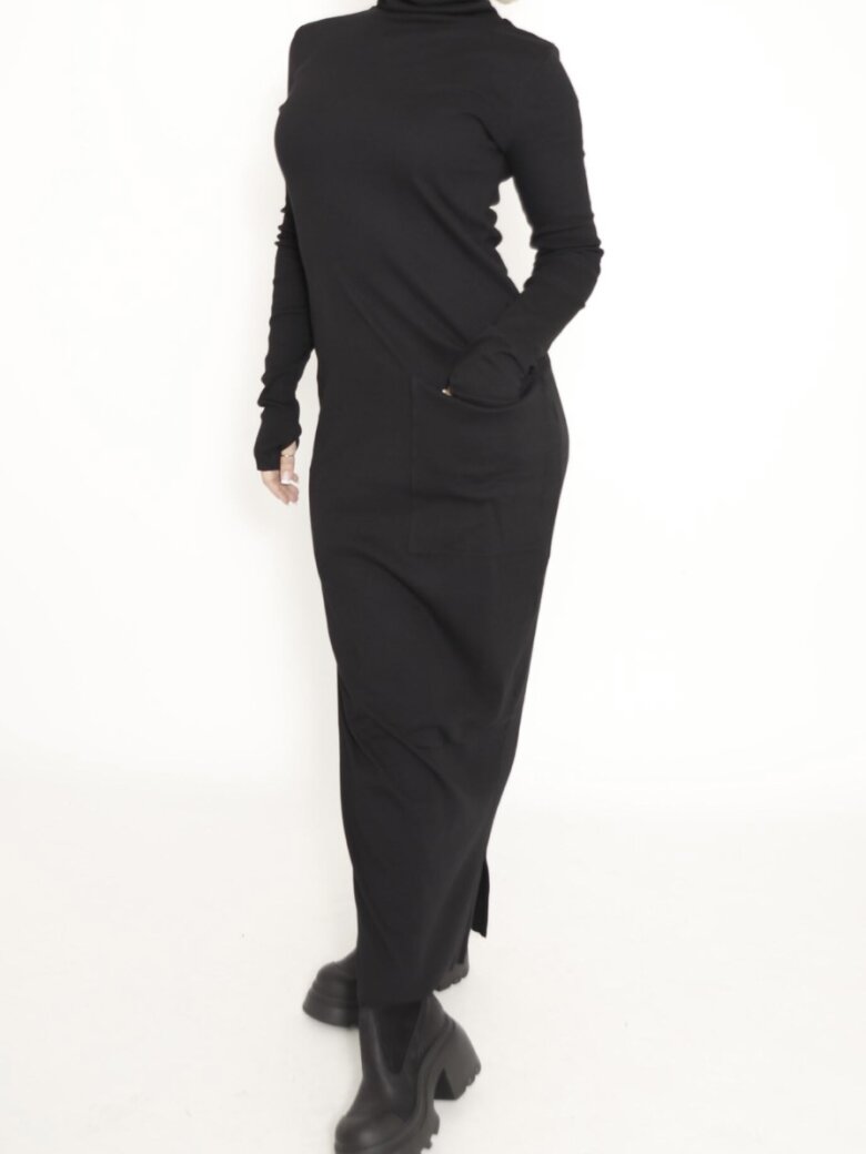 Sort Aarhus - Dress in rib with a pocket