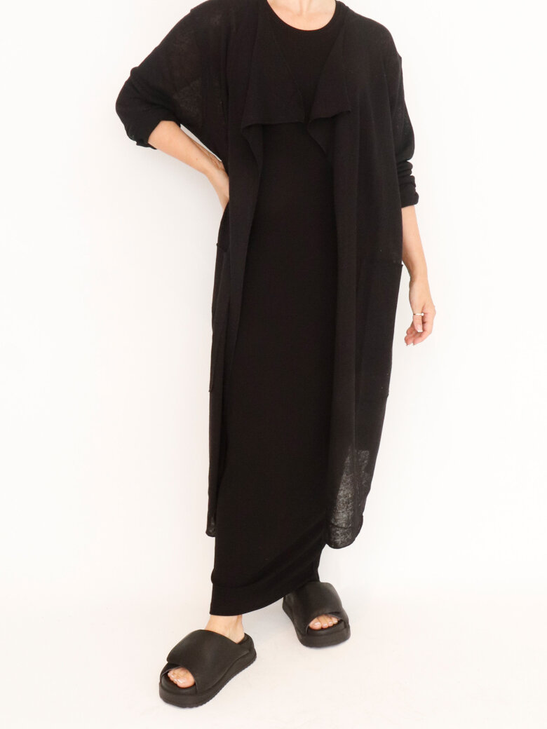 Sort Aarhus - Long cardigan in cotton-linen