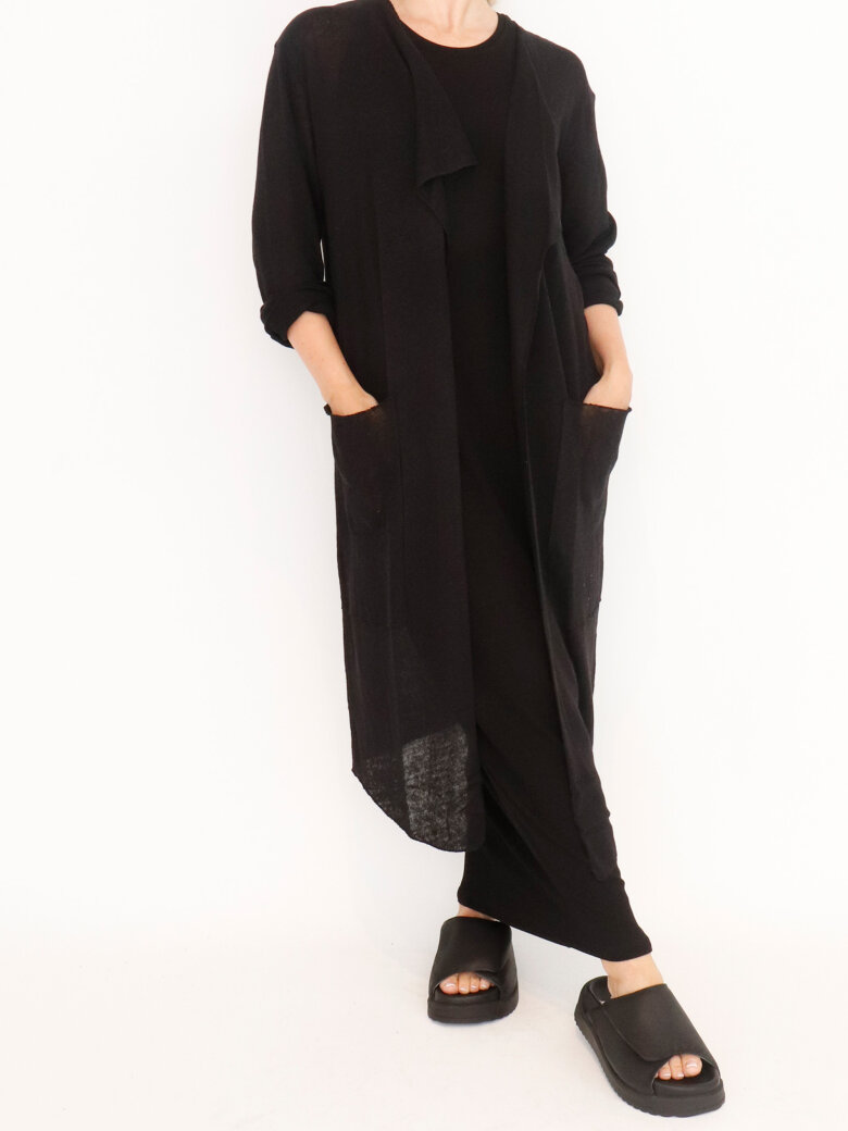 Sort Aarhus - Long cardigan in cotton-linen