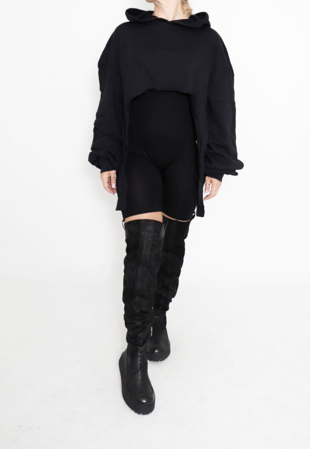 Sort Aarhus - Cropped sweatshirt with hoodie and long sleeves