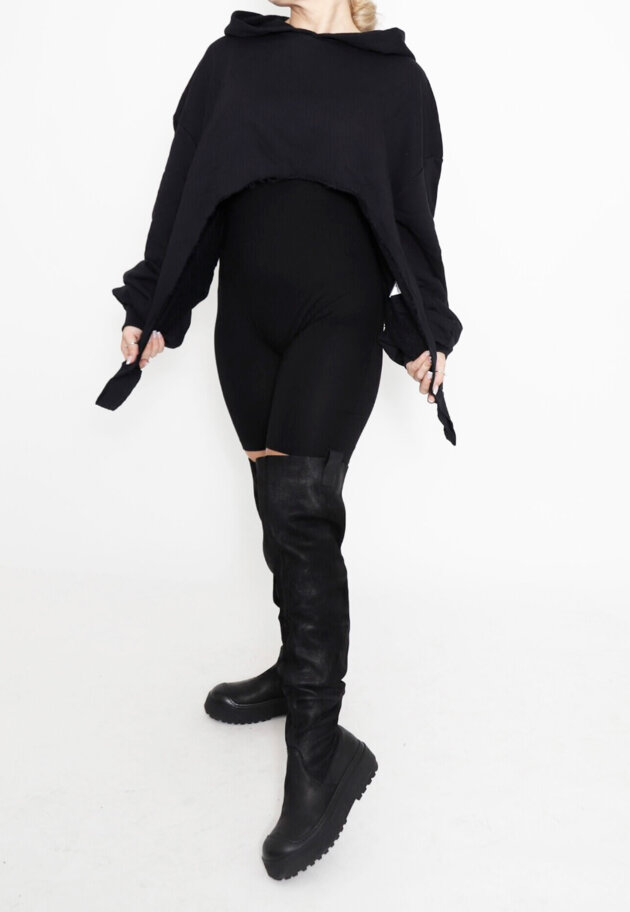 Sort Aarhus - Cropped sweatshirt with hoodie and long sleeves