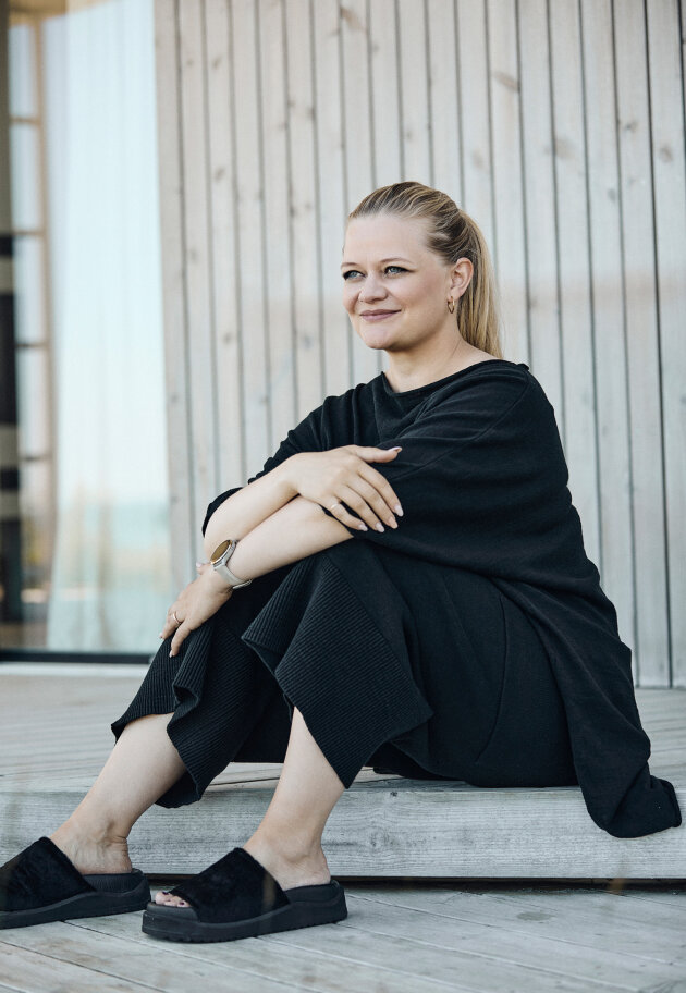 Sort Aarhus - 3/4 lange strikbukser