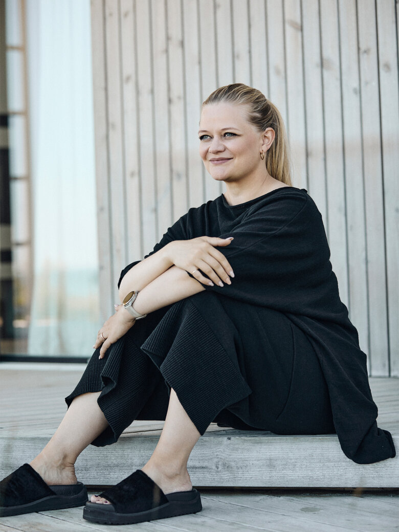 Sort Aarhus - 3/4 lange strikbukser