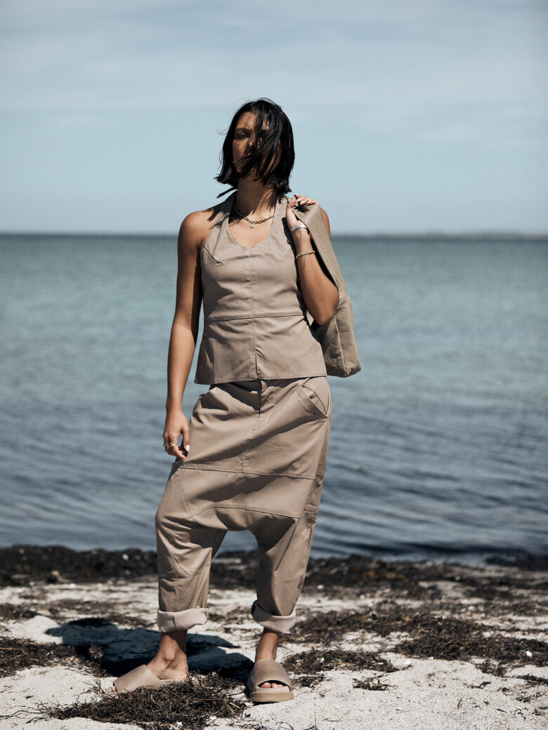 Sort Aarhus - Baggy leather trousers
