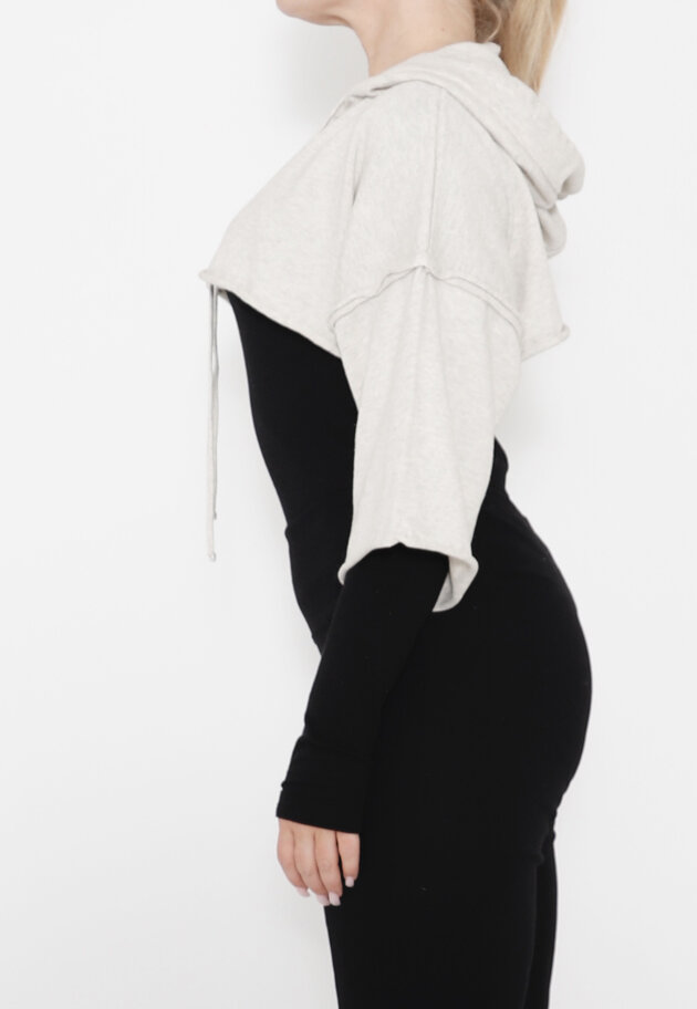 Sort Aarhus - Short knitted blouse with hood