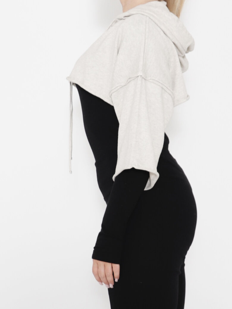 Sort Aarhus - Short knitted blouse with hood