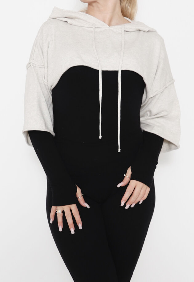 Sort Aarhus - Short knitted blouse with hood