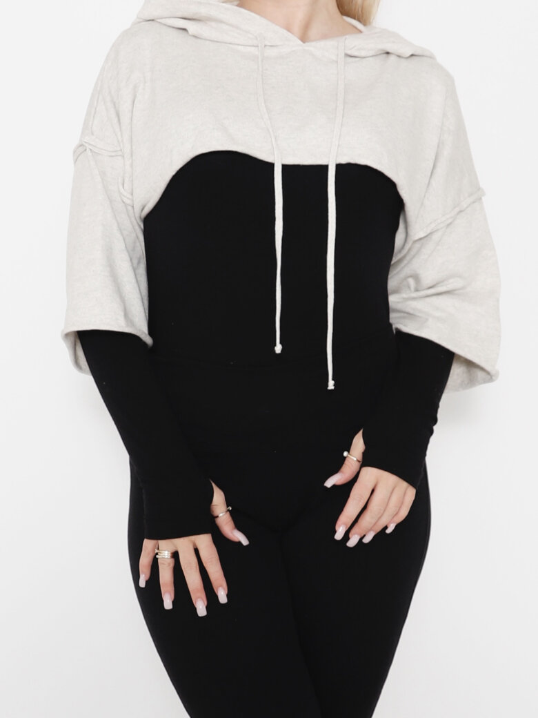 Sort Aarhus - Short knitted blouse with hood