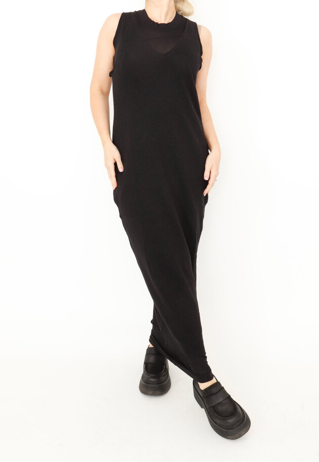 Sleeveless dress in cotton and linen