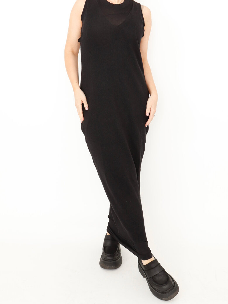 Sleeveless dress in cotton and linen